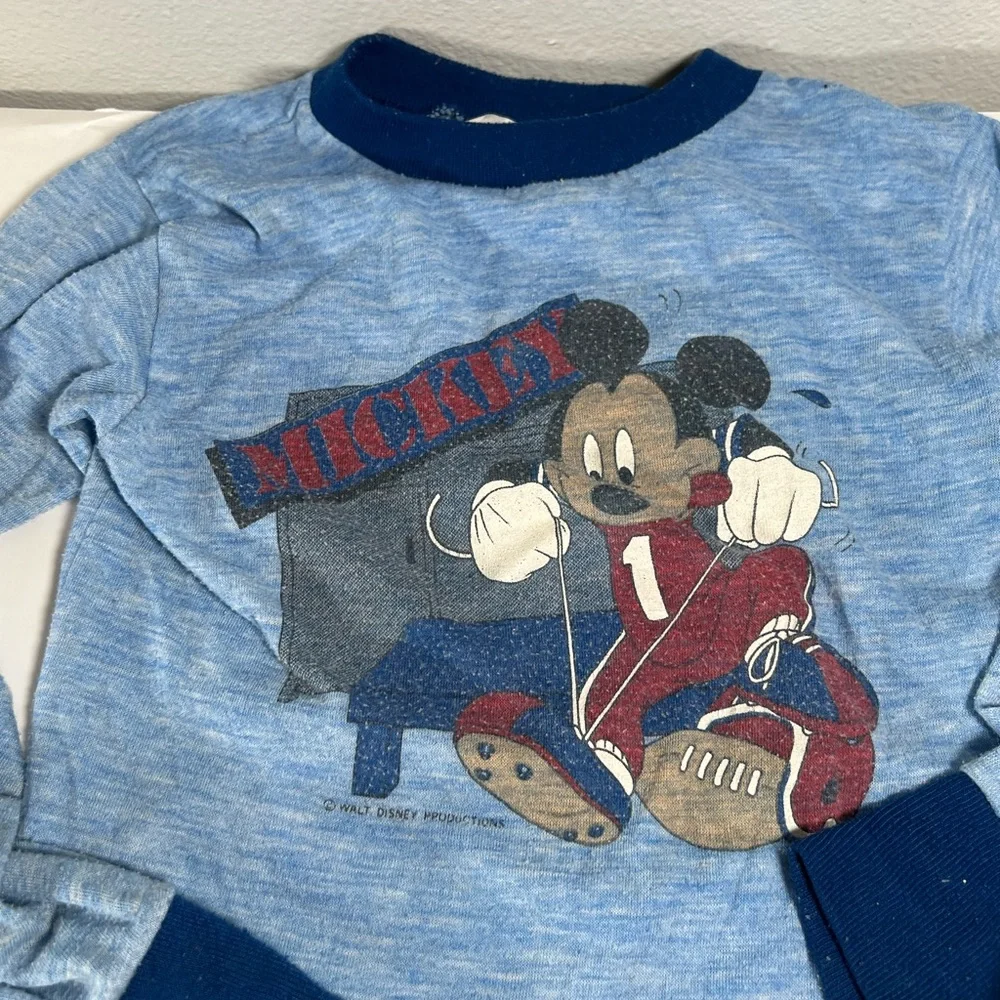Vintage Allison‎ Blue Mickey Mouse Pajama Set size 7